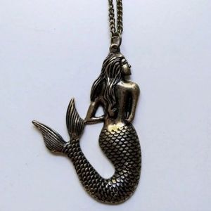 Mermaid Necklace in Antique Brass